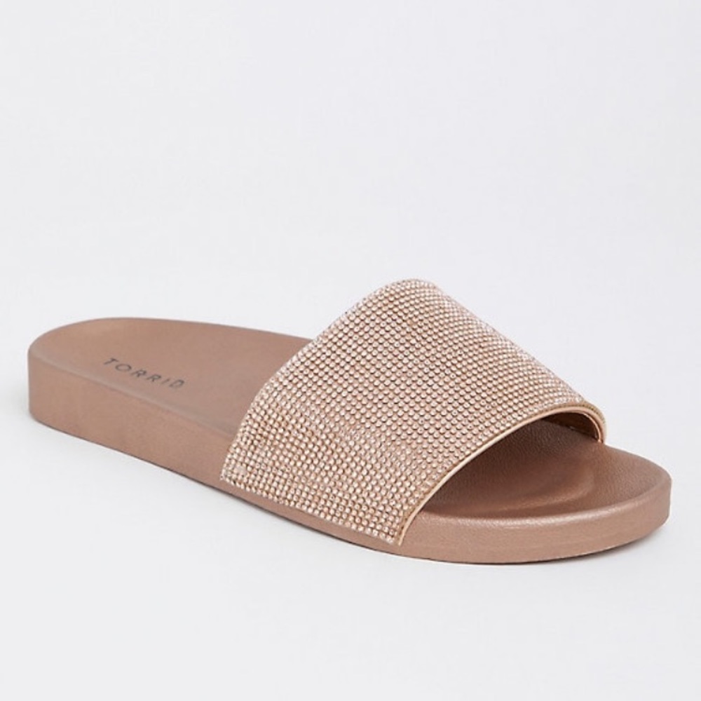 🌸 Blush/ Rose Gold Rhinestone Slides